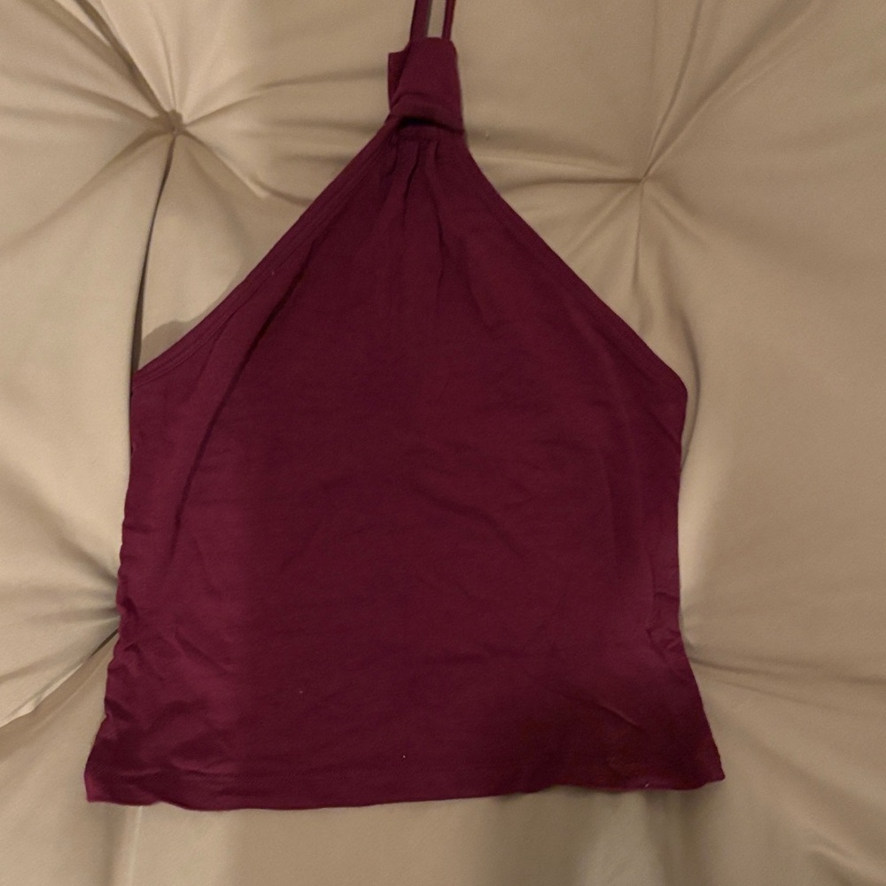 Elegant Burgundy Asymmetrical Tank Top
